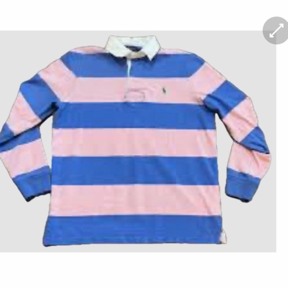 Polo Ralph Lauren Men Long Sleeve Rugby Shirt Garden Pink/New England Blue  XL - Picture 16 of 16